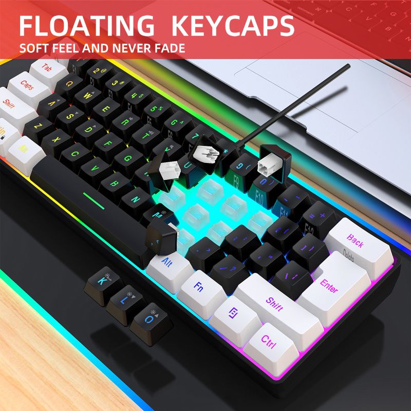61 key film wired keyboard and mouse set